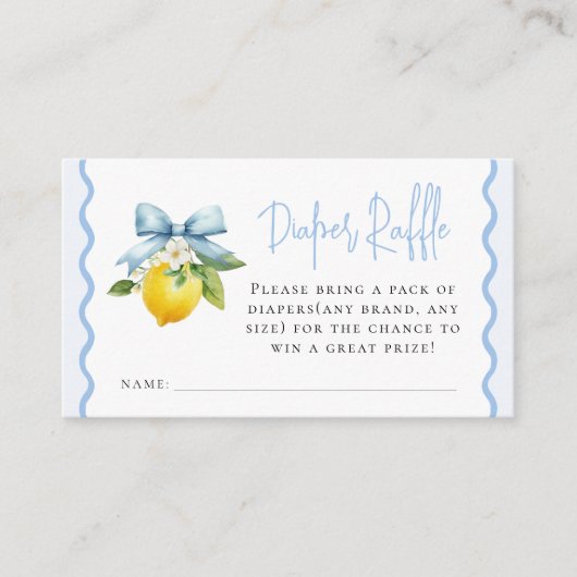 Coquette Lemon Baby Dusche Wavy Diaper Raffel Begleitkarte (Vorderseite)