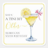 Coquette Lemon Cocktail A Tini Bit Older Birthday Quadratischer Aufkleber (Vorderseite)