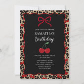 Coquette Leopard Cheetah Girl Birthday Invitation Einladung (Vorderseite)
