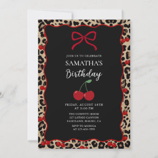 Coquette Leopard Cheetah Girl Birthday Invitation Einladung