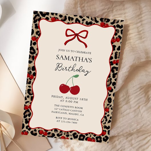 Coquette Leopard Cheetah Girl Birthday Invitation Einladung
