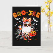 Coquette Leopard Ghost Coffee Boo-jee Halloween Bo Karte (Gelbe Blume)