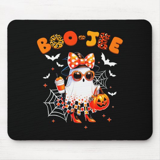 Coquette Leopard Ghost Coffee Boo-jee Halloween Bo Mousepad (Vorne)