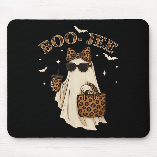 Coquette Leopard Ghost Coffee Boo Jee Halloween Bo Mousepad (Vorne)