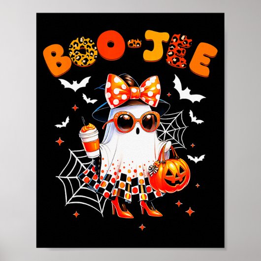 Coquette Leopard Ghost Coffee Boo-jee Halloween Bo Poster (Vorne)
