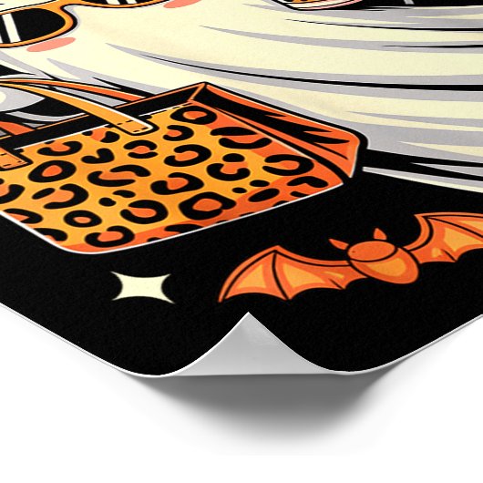 Coquette Leopard Ghost Coffee Boo Jee Halloween Bo Poster (Ecke)