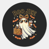 Coquette Leopard Ghost Coffee Boo Jee Halloween Bo Runder Aufkleber (Vorderseite)