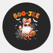 Coquette Leopard Ghost Coffee Boo-jee Halloween Bo Runder Aufkleber (Vorderseite)