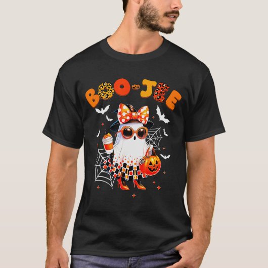 Coquette Leopard Ghost Coffee Boo-jee Halloween Bo T-Shirt (Vorderseite)