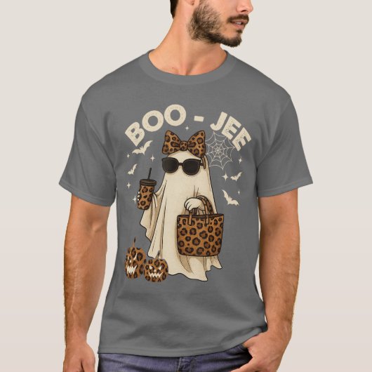 Coquette Leopard Ghost Coffee Boo JEE Halloween Bo T-Shirt (Vorderseite)
