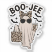Coquette Leopard Ghost Kaffee Boo-JEE Halloween Bo Aufkleber (Vorderseite)
