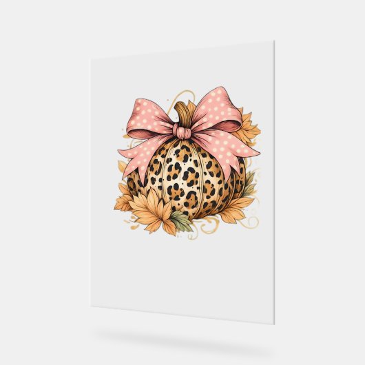 Coquette Leopard Pumpkin with Pink Bow - Glam Fall Acrylschild (Winkel)