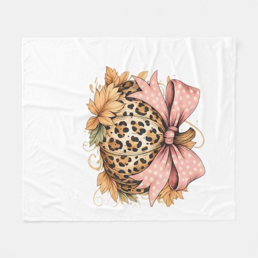 Coquette Leopard Pumpkin with Pink Bow - Glam Fall Fleecedecke (Vorderseite (Horizontal))