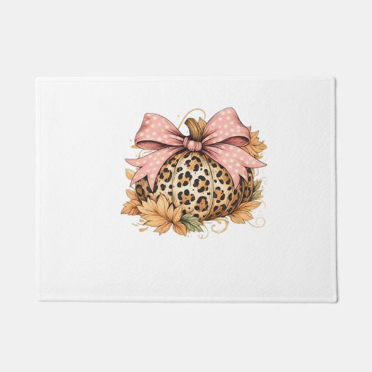 Coquette Leopard Pumpkin with Pink Bow - Glam Fall Fußmatte (Vorderseite)