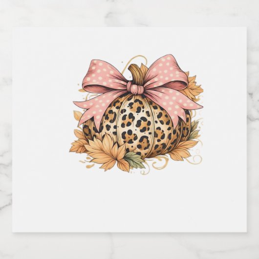 Coquette Leopard Pumpkin with Pink Bow - Glam Fall Schaumweinetikett (Einzelnes Label)