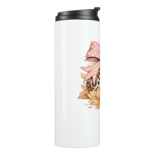 Coquette Leopard Pumpkin with Pink Bow - Glam Fall Thermosbecher (Nach links gedreht)