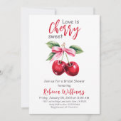 Coquette Liebe ist Cherry Sweet Bow Brautparty Einladung (Vorderseite)