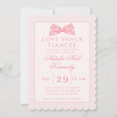 Coquette Liebe Shack Fiancée Brautparty Pink Bow Einladung (Vorderseite)