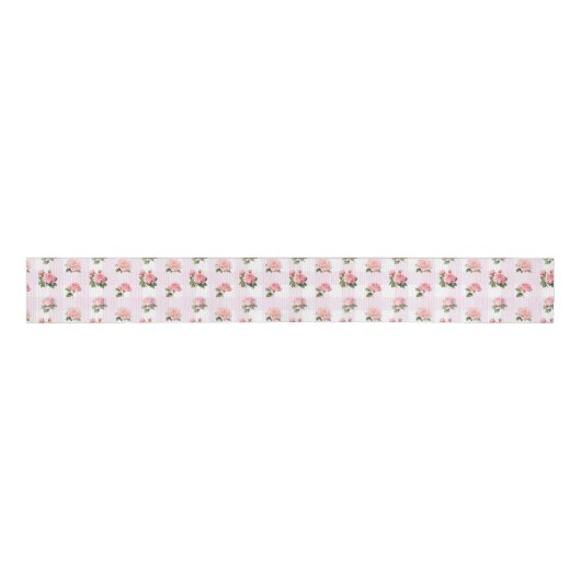 Coquette Light Pink Gingham und Rose Ripsband (Vorderseite)