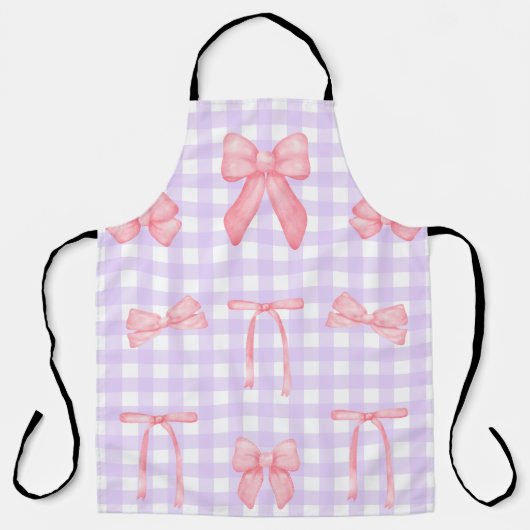 Coquette Lila Gingham & Pink Bow Schürze (Vorderseite)