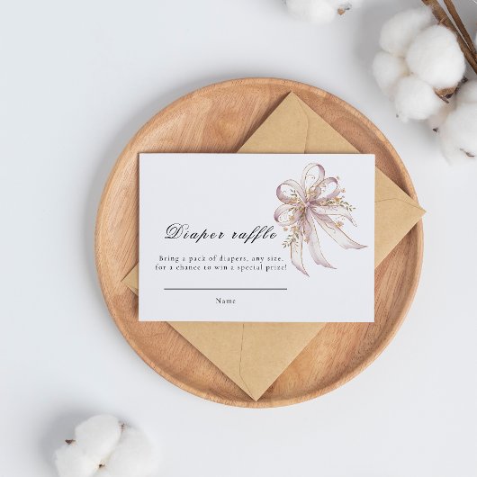 Coquette lila Schleife Baby Shower Begleitkarte