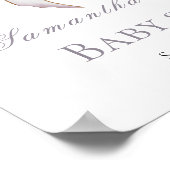 Coquette lila Schleife Babyshower Willkommensschil Poster (Ecke)