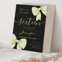 Coquette Lime Green Bow Sweet 16 Birthday Black