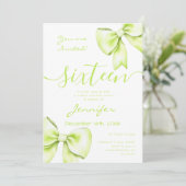 Coquette Lime Green Bow Sweet 16 Geburtstag Einladung (Stehend Vorderseite)