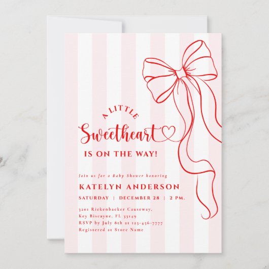 Coquette Little Sweetheart Baby Shower Invitation Einladung (Vorderseite)