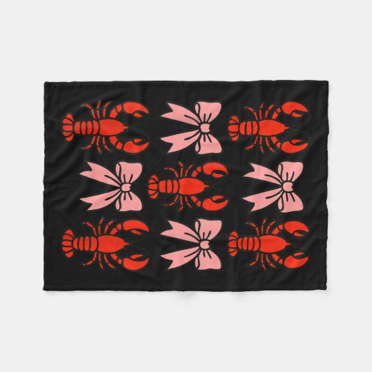 Coquette Lobster Nk Bow Clean Girl Retro Aesthetic Fleecedecke (Vorderseite (Horizontal))