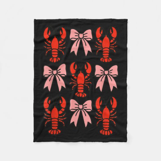 Coquette Lobster Nk Bow Clean Girl Retro Aesthetic Fleecedecke (Vorderseite)