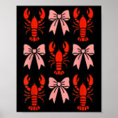 Coquette Lobster Nk Bow Clean Girl Retro Aesthetic Poster (Vorne)