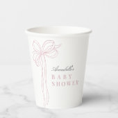 Coquette Long Pink Bow Ribbon Girl Baby Shower Pappbecher (Vorderseite)