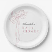 Coquette Long Pink Bow Ribbon Girl Baby Shower Pappteller (Vorderseite)