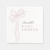 Coquette Long Pink Bow Ribbon Girl Baby Shower Serviette (Vorderseite)