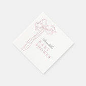 Coquette Long Pink Bow Ribbon Girl Baby Shower Serviette (Ecke)