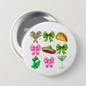 Coquette Mardi Gras Bow Lilie Mask Fat Tues Button (Vorne & Hinten)