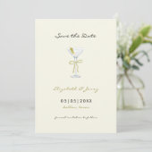 Coquette Martini Bow Handschrift Save the Date (Stehend Vorderseite)