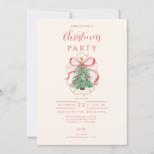 Coquette Merry & Bright Christmas Einladung (Vorderseite)