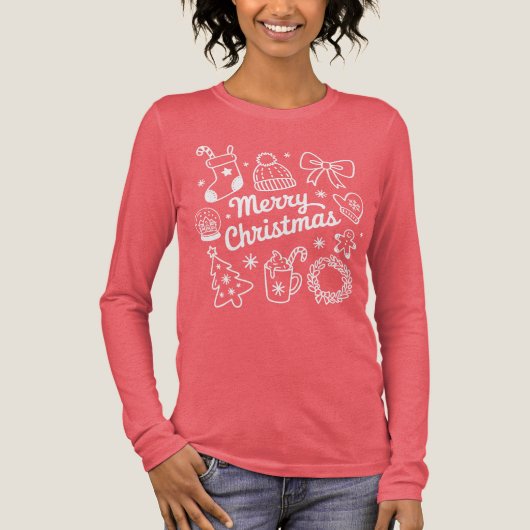 Coquette Merry Christmas Doodles Tree Bow Tri-Blend Shirt (Vorderseite)