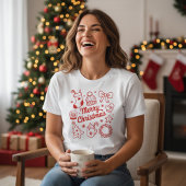 Coquette Merry Christmas Doodles Tree Bow Tri-Blend Shirt