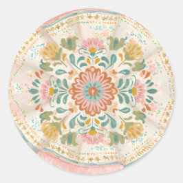 Coquette Mexican Talavera Runder Aufkleber