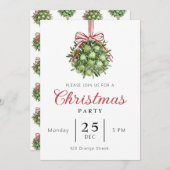 Coquette Mistletoe Watercolor Einladung (Vorne/Hinten)