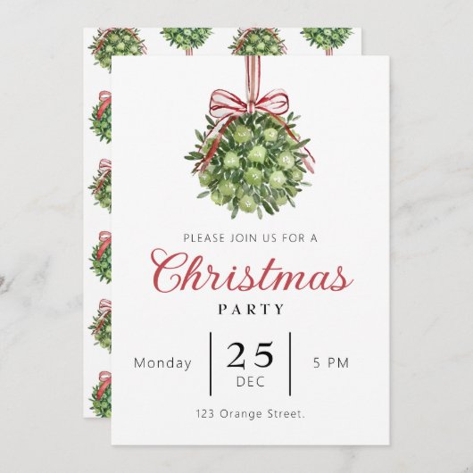 Coquette Mistletoe Watercolor Einladung (Vorne/Hinten)