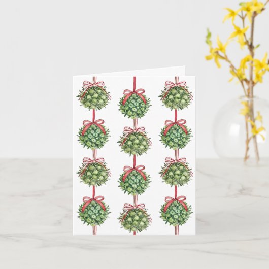 Coquette Mistletoe Watercolor Weihnachtskarten Karte (Gelbe Blume)