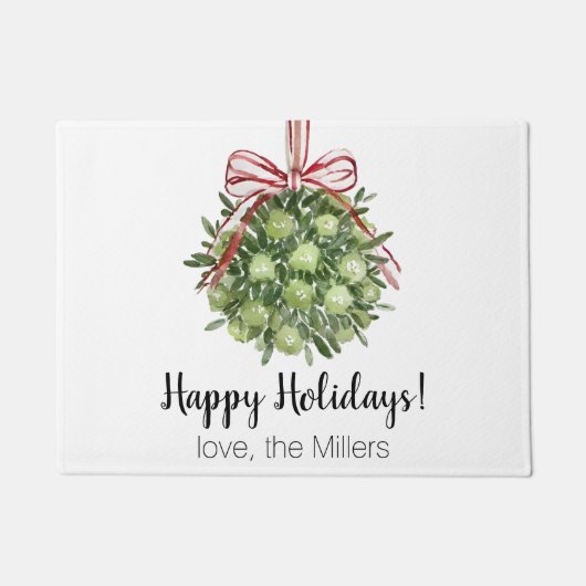 Coquette Mistletoe Watercolor Weihnachtsmatte Fußmatte (Vorderseite)