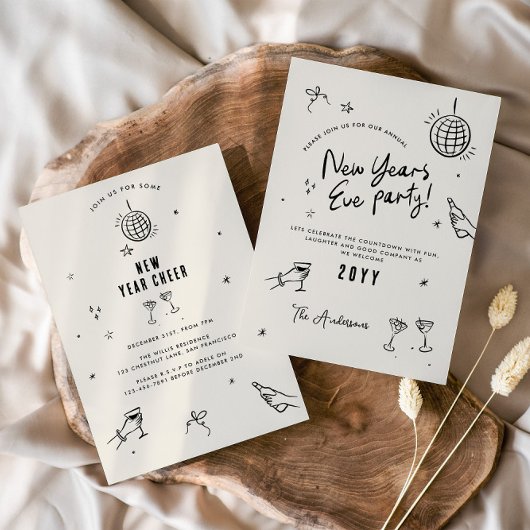 Coquette moderne Typografie New Yeats Eve Party Einladung