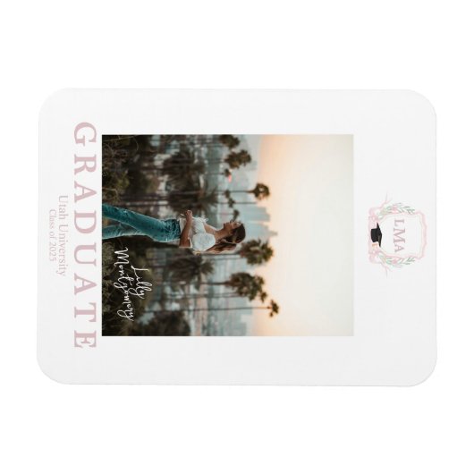 Coquette Monogram Foto Abschluss Ankündigung Magnet (Horizontal)