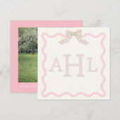 Coquette Monogram-Foto-Message-Card Mitteilungskarte (Vorne/Hinten)