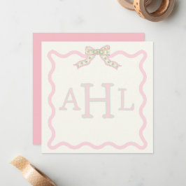 Coquette Monogram-Foto-Message-Card Mitteilungskarte